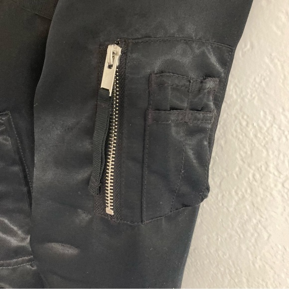 Gap Black Faux Fur Lined Bomber Jacket, Size M - Picture 9 of 9